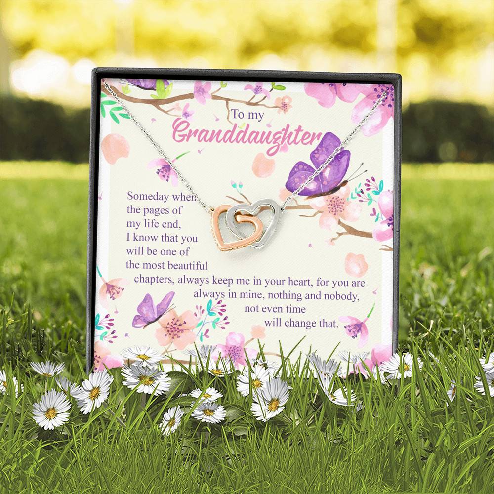 To My Granddaughter Someday When The Pages Of My Life End Interlocking Hearts Pendant Necklace