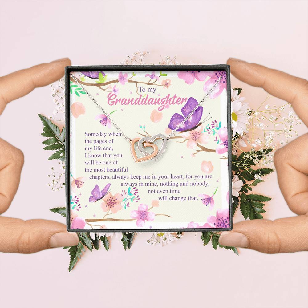 To My Granddaughter Someday When The Pages Of My Life End Interlocking Hearts Pendant Necklace