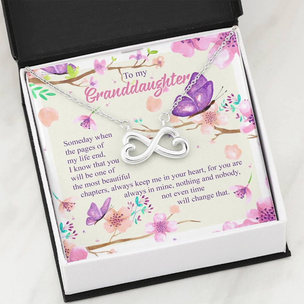 To My Granddaughter Someday When The Pages Of My Life End Infinity Heart Pendant Necklace