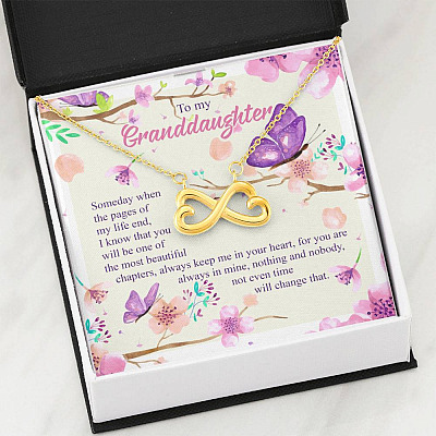 To My Granddaughter Someday When The Pages Of My Life End Infinity Heart Pendant Necklace