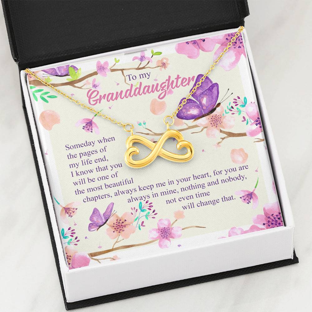 To My Granddaughter Someday When The Pages Of My Life End Infinity Heart Pendant Necklace