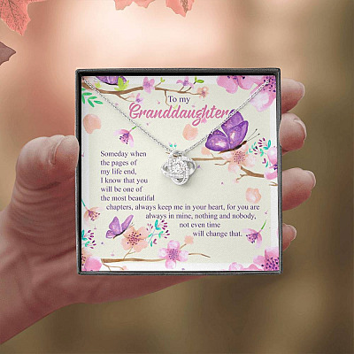 To My Granddaughter Someday When The Pages Of My Life End Love Knot Necklace