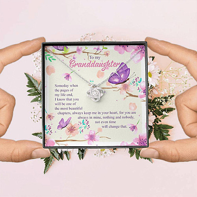 To My Granddaughter Someday When The Pages Of My Life End Love Knot Necklace