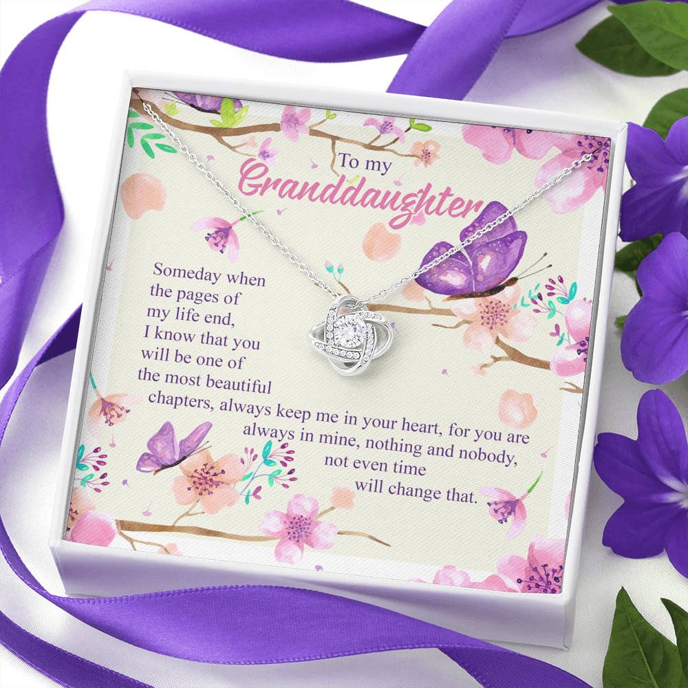 To My Granddaughter Someday When The Pages Of My Life End Love Knot Necklace