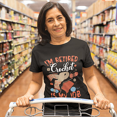 Alternative view of Funny Retirement Gift I'm Retired Crochet Is My Job T-Shirt - V-Neck Tee - Vintage Crocheting Shirt