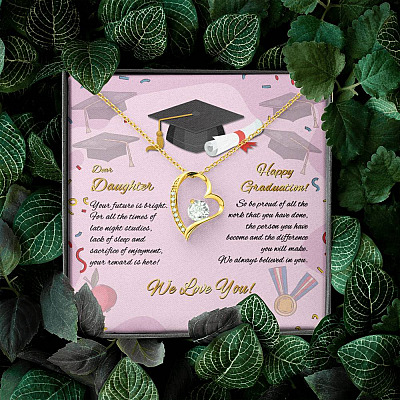 To My Daughter Happy Graduation Day Your Future Is Bright Forever Love Pendant Necklace