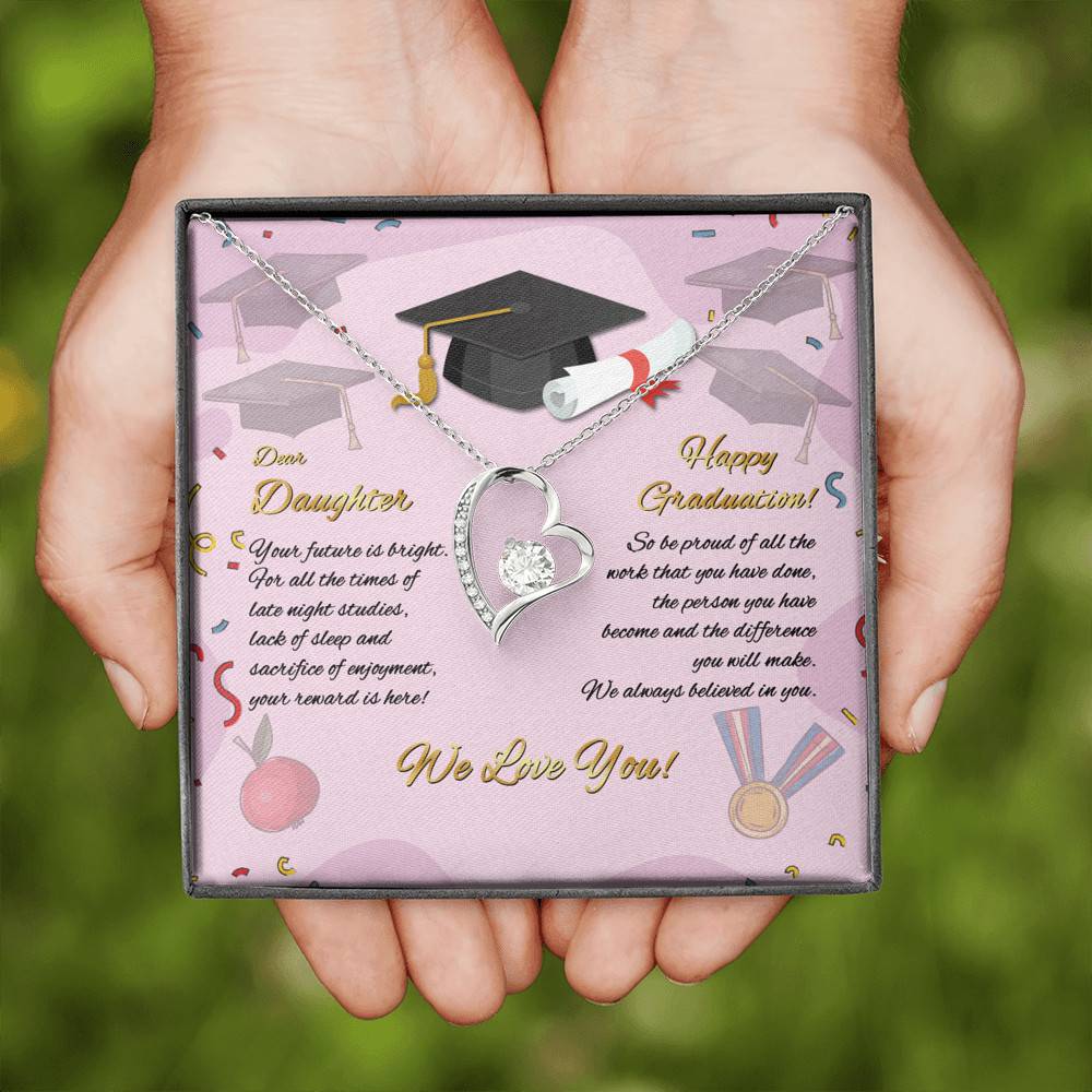 To My Daughter Happy Graduation Day Your Future Is Bright Forever Love Pendant Necklace