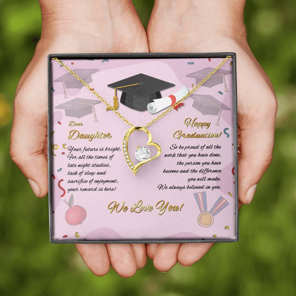 To My Daughter Happy Graduation Day Your Future Is Bright Forever Love Pendant Necklace