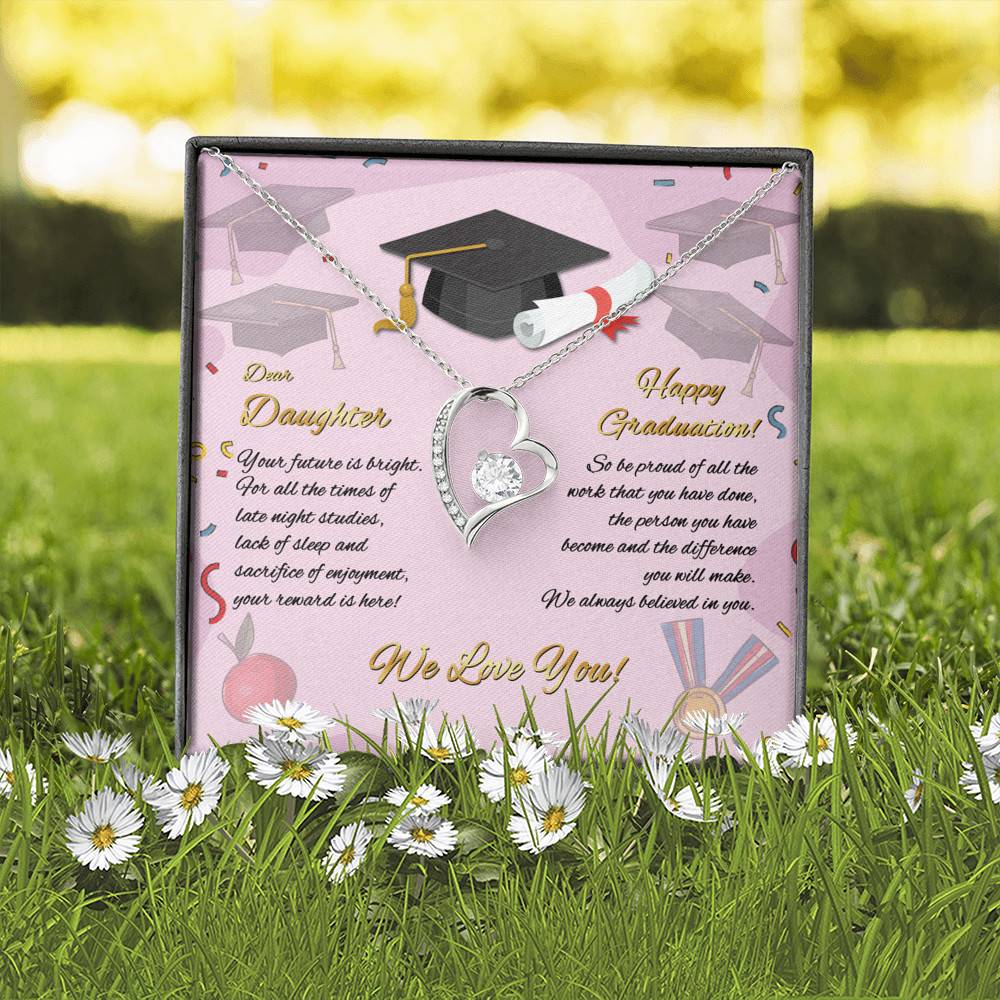 To My Daughter Happy Graduation Day Your Future Is Bright Forever Love Pendant Necklace