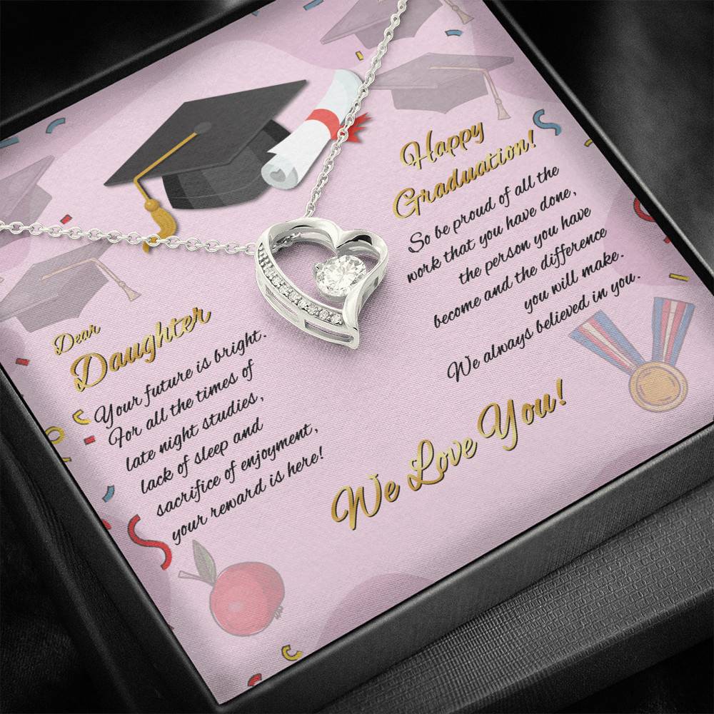To My Daughter Happy Graduation Day Your Future Is Bright Forever Love Pendant Necklace