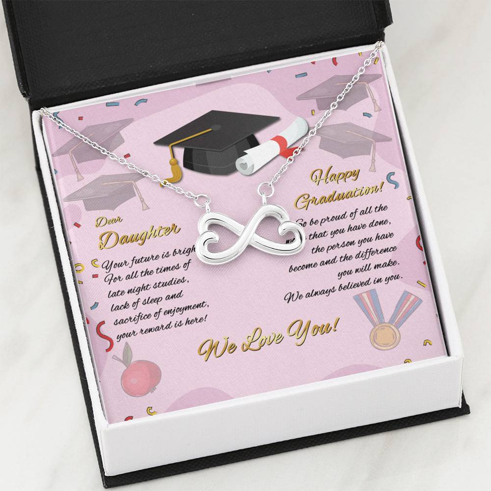 To My Daughter Happy Graduation Day Your Future Is Bright Infinity Heart Pendant Necklace