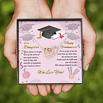 To My Daughter Happy Graduation Day Your Future Is Bright Interlocking Heart Pendant Necklace