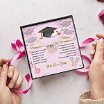 To My Daughter Happy Graduation Day Your Future Is Bright Interlocking Heart Pendant Necklace