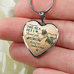 Personalized So Many in the Sea Yet I Found You and You Found Me Turtle Couple Heart Pendant Necklace