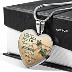 Personalized So Many in the Sea Yet I Found You and You Found Me Turtle Couple Heart Pendant Necklace