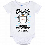 daddy wipe, White, Baby Onesie - 12 Month