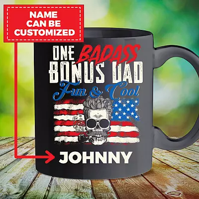 Personalized One Badass Bonus Dad Ceramic Coffee Mug - Personalized Bonus Dad Gift
