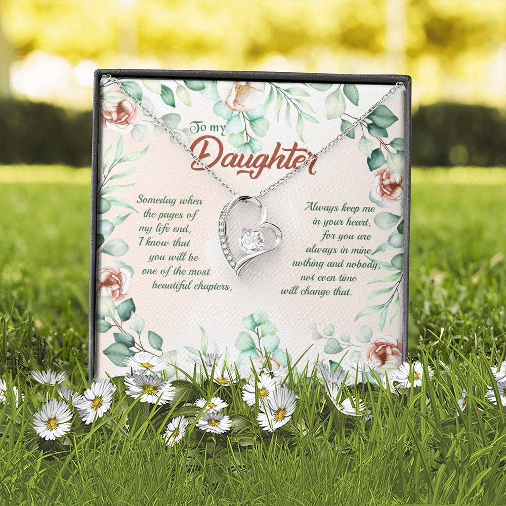To My Daughter Someday When The Pages Of My Life End Forever Love Heart Pendant Necklace