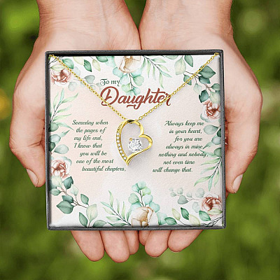 To My Daughter Someday When The Pages Of My Life End Forever Love Heart Pendant Necklace