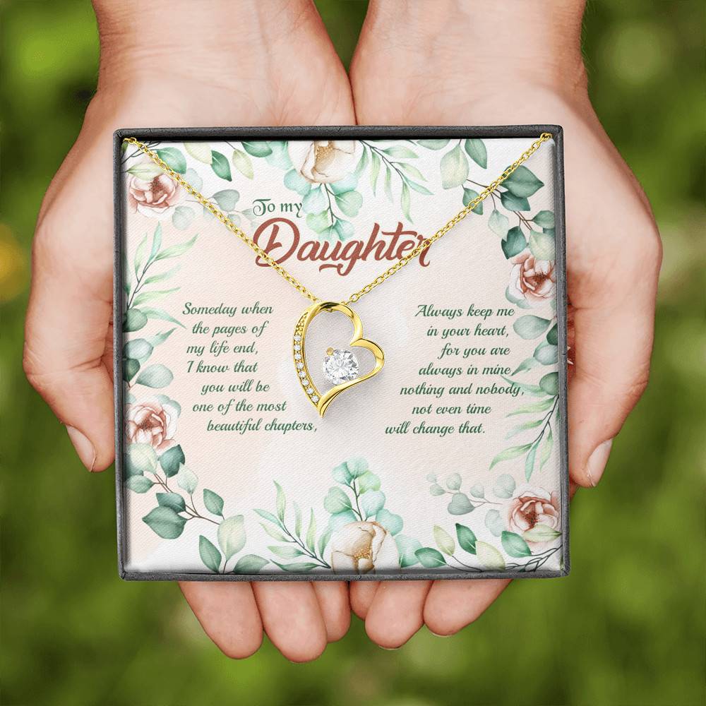 To My Daughter Someday When The Pages Of My Life End Forever Love Heart Pendant Necklace