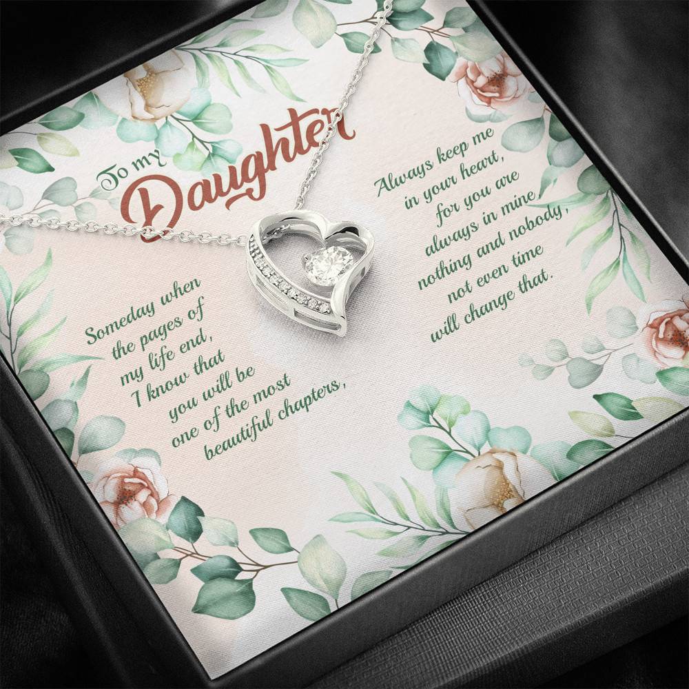 To My Daughter Someday When The Pages Of My Life End Forever Love Heart Pendant Necklace