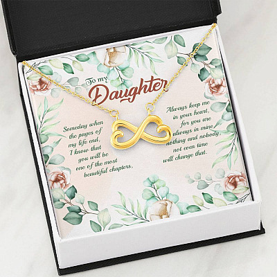 To My Daughter Someday When The Pages Of My Life End Infinity Heart Pendant Necklace