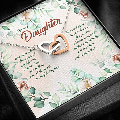 To My Daughter Someday When The Pages Of My Life End Interlocking Hearts Pendant Necklace