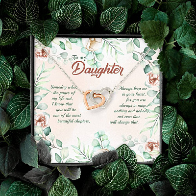 To My Daughter Someday When The Pages Of My Life End Interlocking Hearts Pendant Necklace