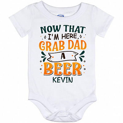 Personalized Photo Beer Onesie, White, Baby Onesie - 12 Month