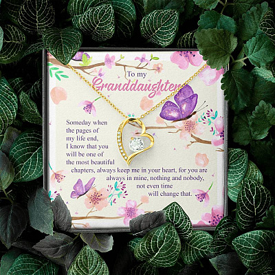 To My Granddaughter Someday When The Pages Of My Life End Forever Love Heart Pendant Necklace