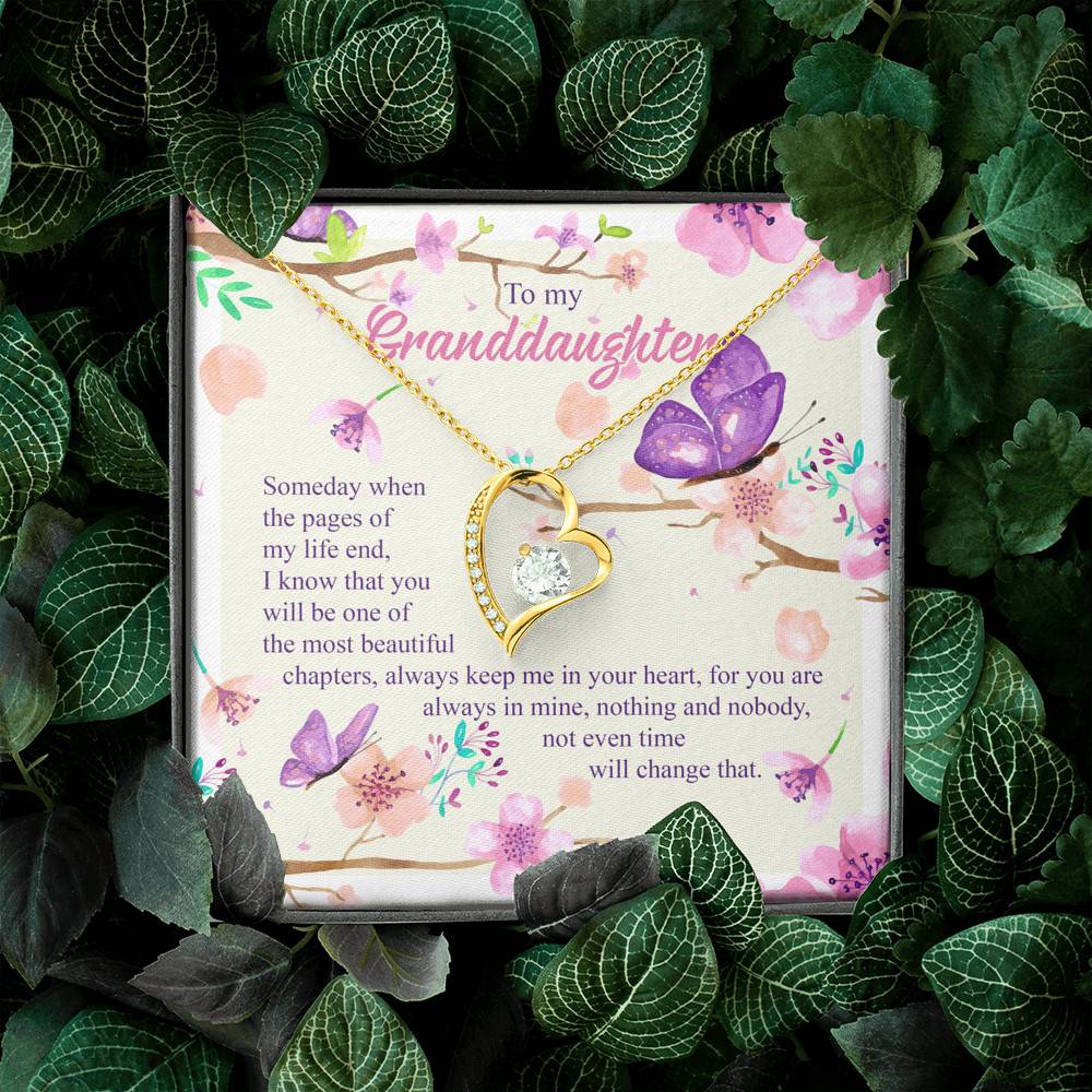 To My Granddaughter Someday When The Pages Of My Life End Forever Love Heart Pendant Necklace