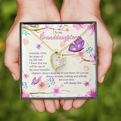 To My Granddaughter Someday When The Pages Of My Life End Forever Love Heart Pendant Necklace