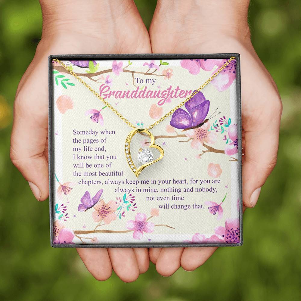 To My Granddaughter Someday When The Pages Of My Life End Forever Love Heart Pendant Necklace