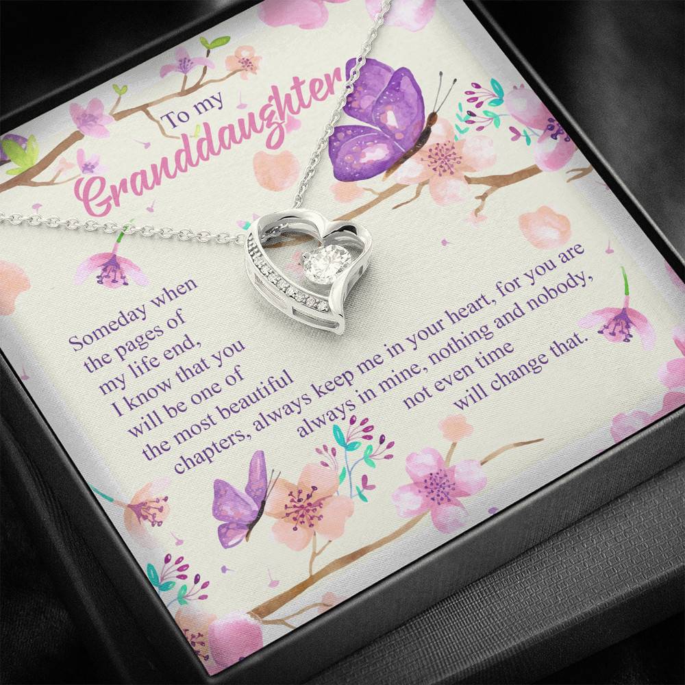 To My Granddaughter Someday When The Pages Of My Life End Forever Love Heart Pendant Necklace