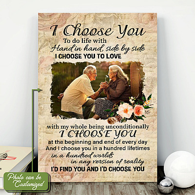 Alternative view of Personalized Photo I Choose You to Do Life with Hand in Hand Side By Side Wrapped Canvas - Unframed Poster