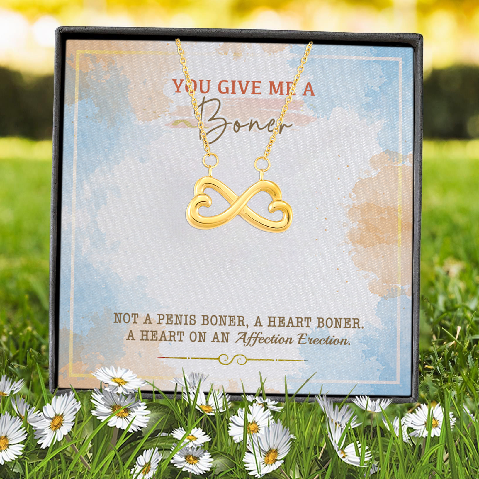 3VT. You Give Me A Boner Infinity Heart Necklace (Gold) 7