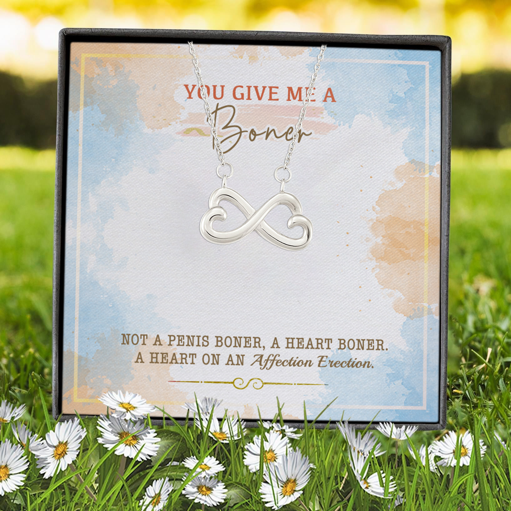 3VT. You Give Me A Boner Infinity Heart Necklace (Silver) 7