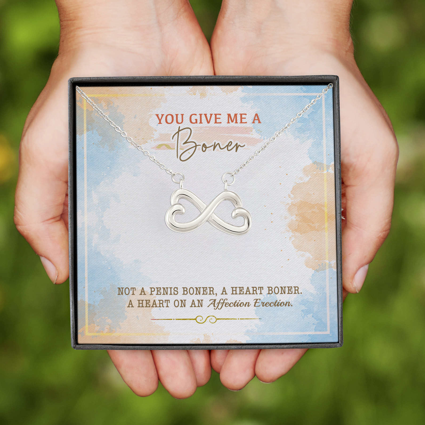 3VT. You Give Me A Boner Infinity Heart Necklace (Silver)