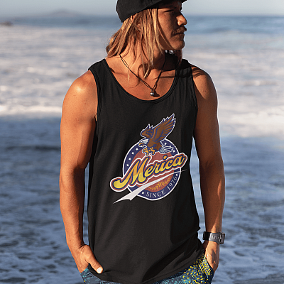 Alternative view of Merica Since 1776 Cotton Tank Top Tee - Ladies Racerback Tank