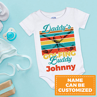 Alternative view of Personalized Daddy's Golfing Buddy Vintage Baby Onesie - Golfing Lover Father's Day Toddler Infant Bodysuit