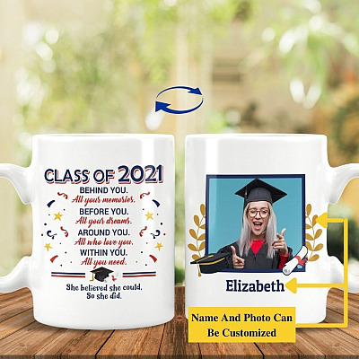 Custom Photo Class Of 2021 She Believed She Did Coffee Mug - Beer Stein - Water Bottle - Color Changing Mug