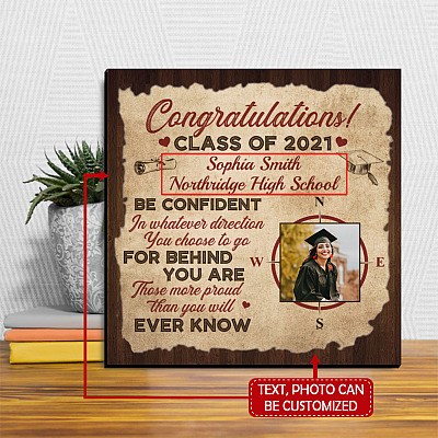 Alternative view of Personalized Photo Graduation Congratulation Wishes Be Confident In Whatever Direction Love Knot Necklace