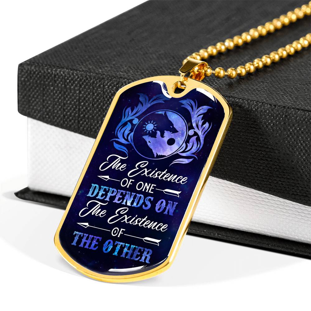 Wolves The Existence of One Depends on The Existence of The Other Dog Tag Pendant Necklace