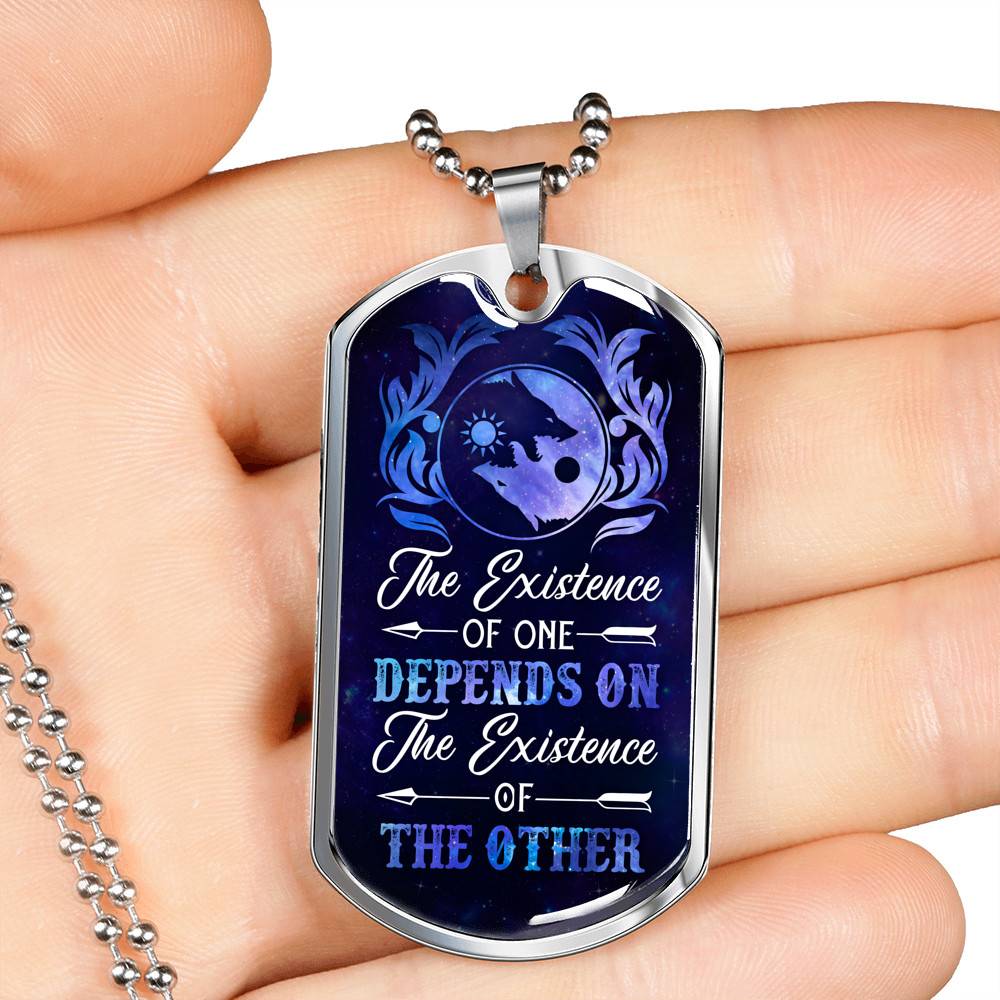 Wolves The Existence of One Depends on The Existence of The Other Dog Tag Pendant Necklace
