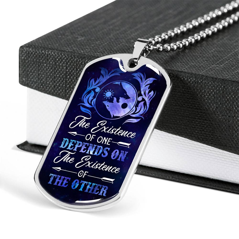 Wolves The Existence of One Depends on The Existence of The Other Dog Tag Pendant Necklace