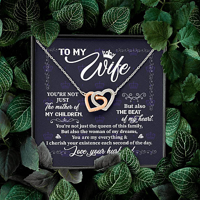 To My Wife You're Not Just the Mother of My Children Interlocking Hearts Pendant Necklace