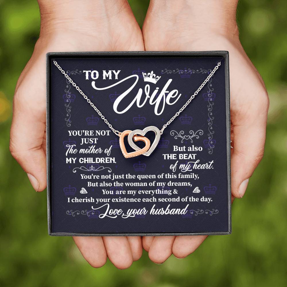 To My Wife You're Not Just the Mother of My Children Interlocking Hearts Pendant Necklace