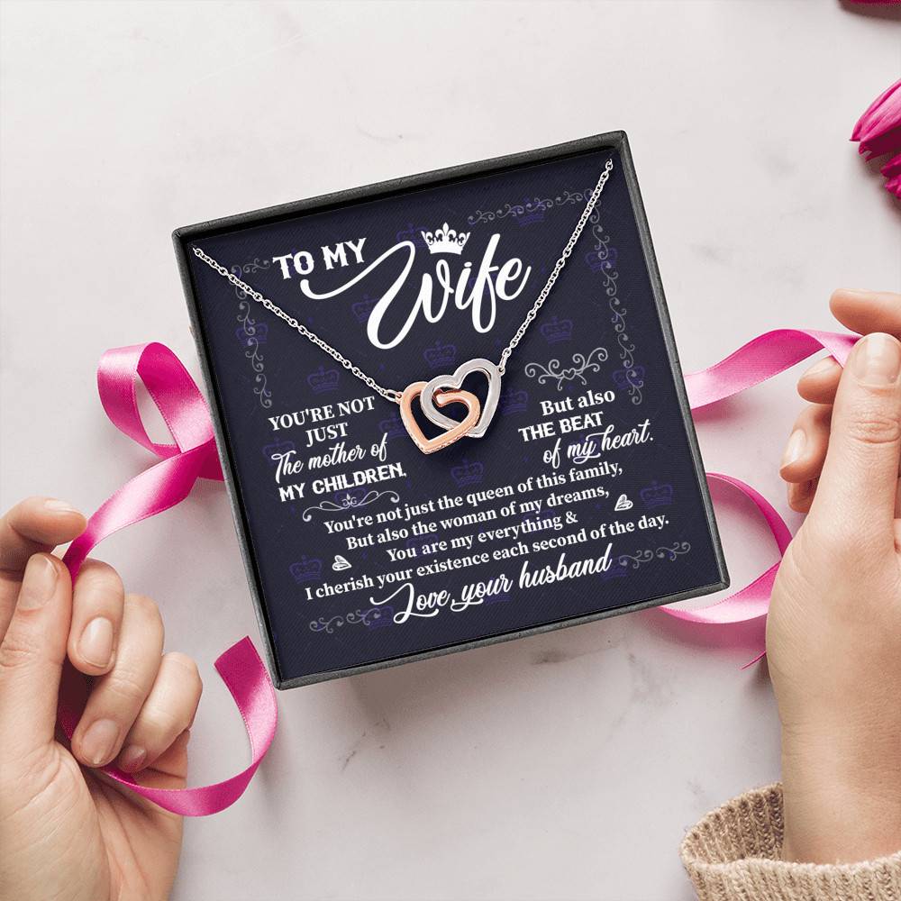 To My Wife You're Not Just the Mother of My Children Interlocking Hearts Pendant Necklace