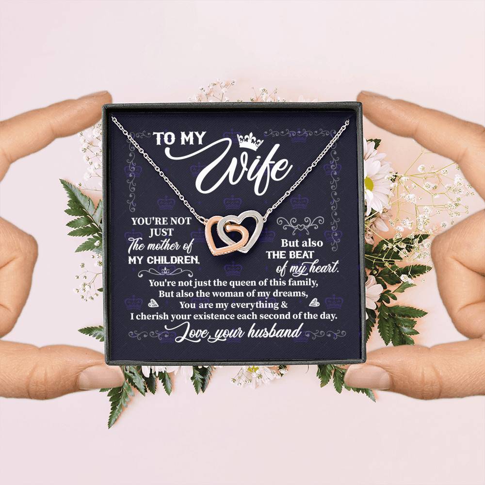 To My Wife You're Not Just the Mother of My Children Interlocking Hearts Pendant Necklace