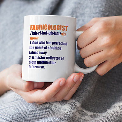 Alternative view of Sewing Lover Gift Fabricologist Definition Coffee Mug - Beer Stein - Water Bottle - Color Changing Mug